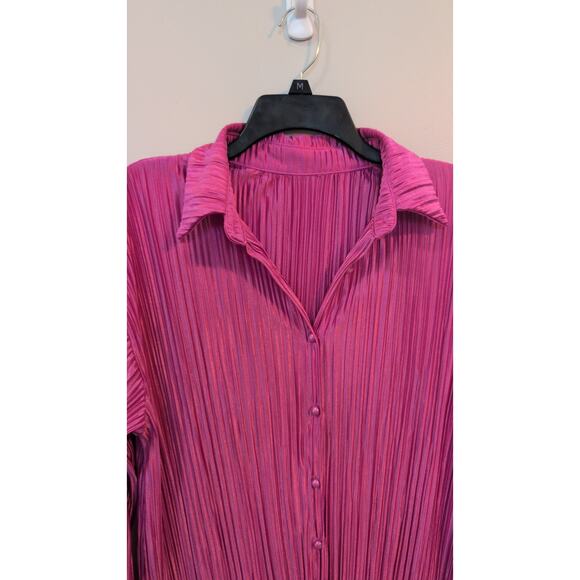 Hot Pink Ribbed Mini Dress – Size Large, EUC - Picture 3 of 4